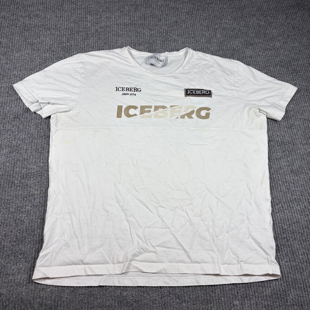 Iceberg Shirt Mens 3XL Since White Crew Neck Logo Patch Graphic‎ Tee